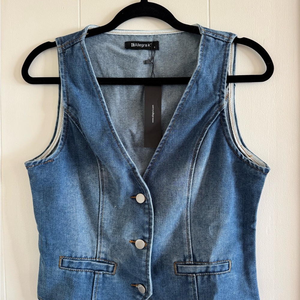 Allegra K Classic Blue Denim Vest